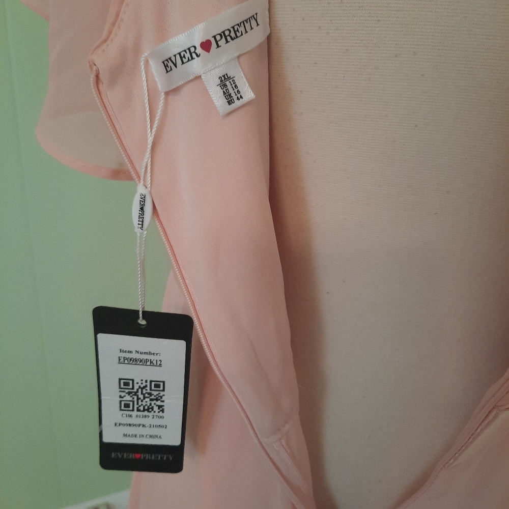 Blush chiffon aline evening gown dress sz 12 NWT *U - Picture 4 of 7